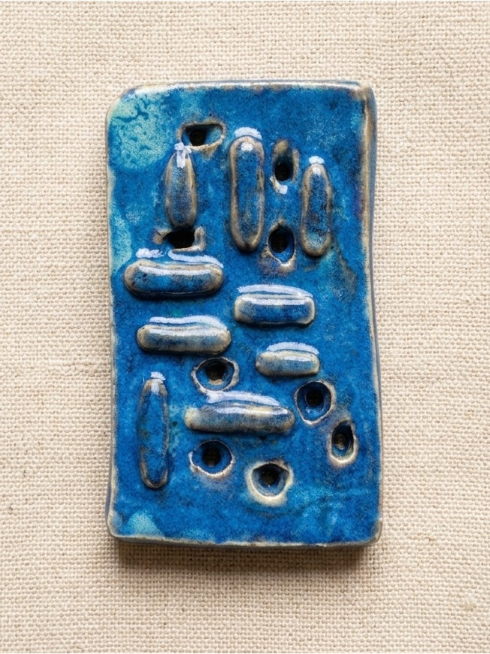 Ceramic Soap Tray Handmade Coastal Blue Bathroom Kitchen